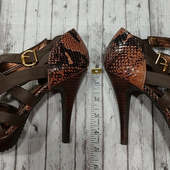 NWOT Cathy Jean Faux Snakeskin Open Toe He… - Picture 4 of 8